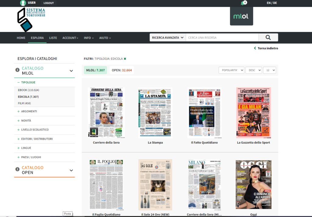 La piattaforma di prestito digitale con la più grande collezione di contenuti: edicola