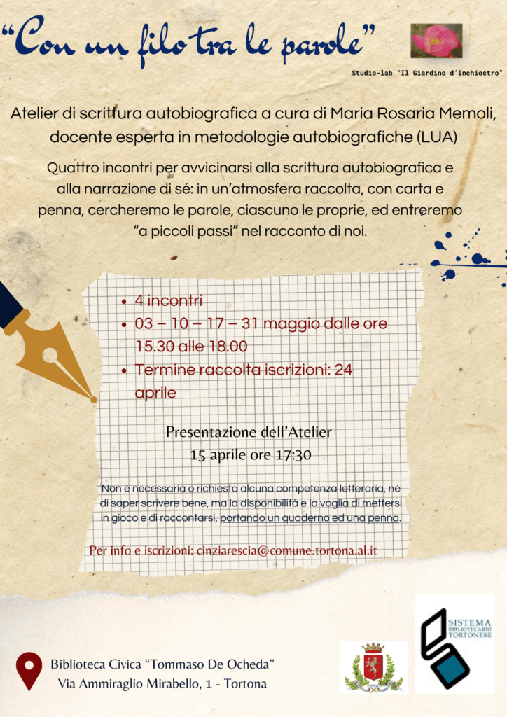 Atelier di scrittura autobiografica - locandina